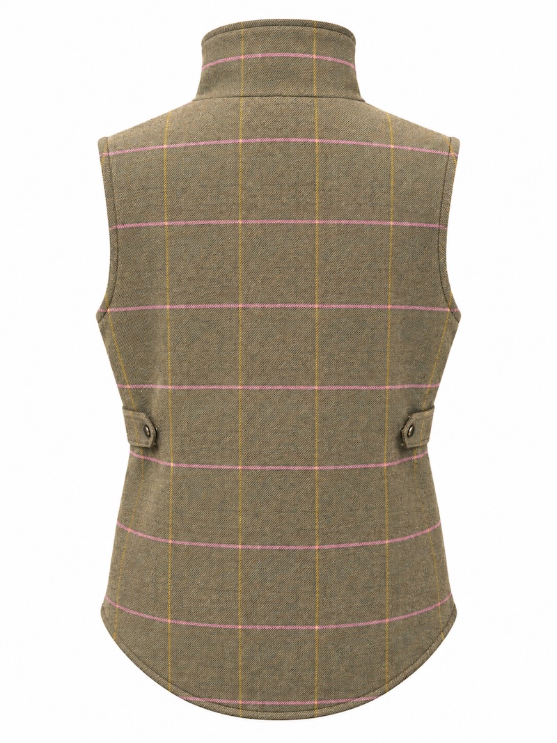 Regents View Ladies Tweed Gilet - Pink/Yellow