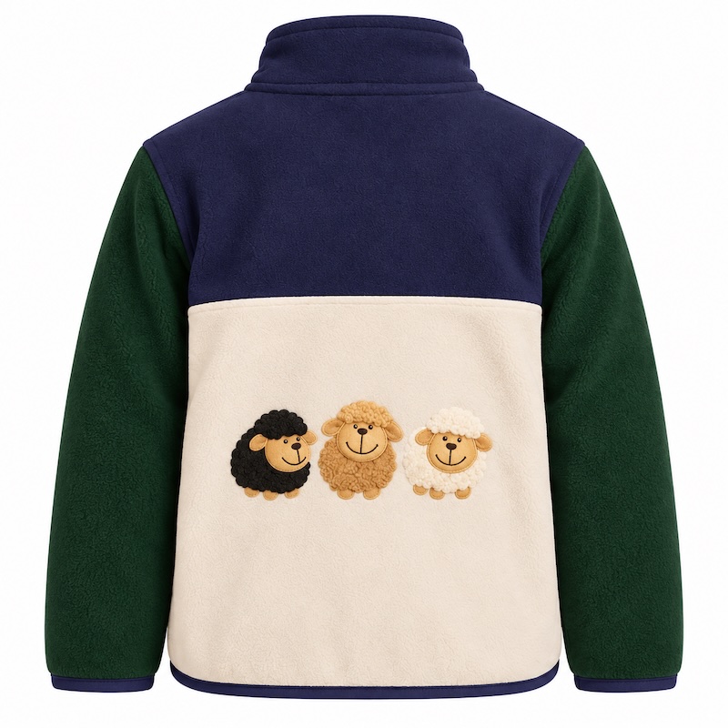Kids Country Life Sheep Pullover - Navy/Cream/Green
