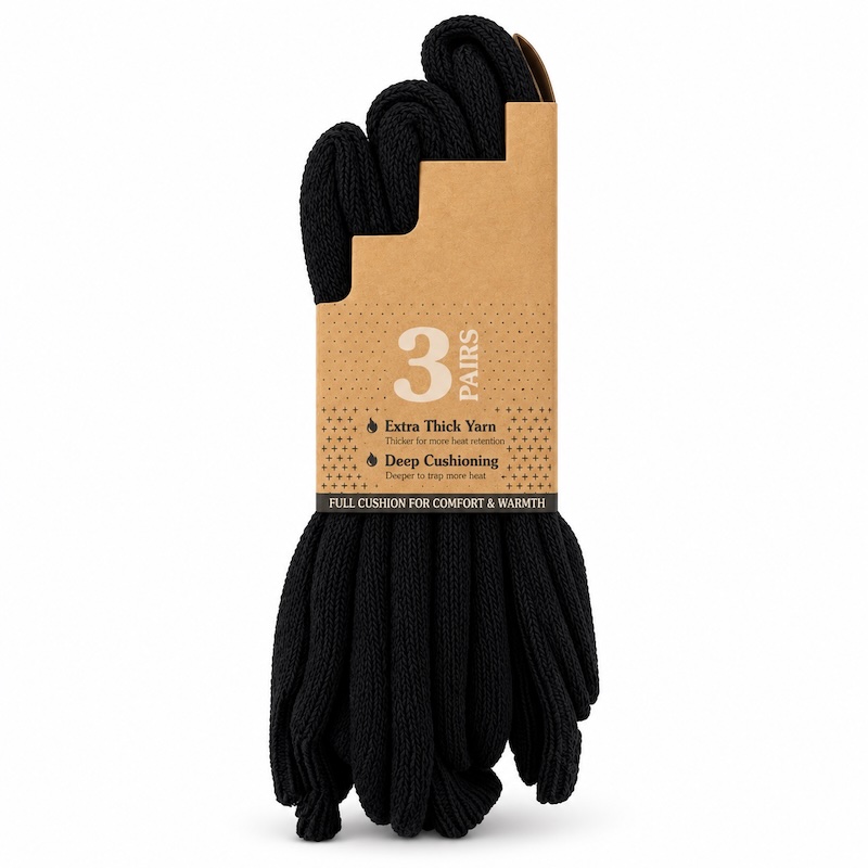 Thermal Luxury Wool Blend Socks - Black