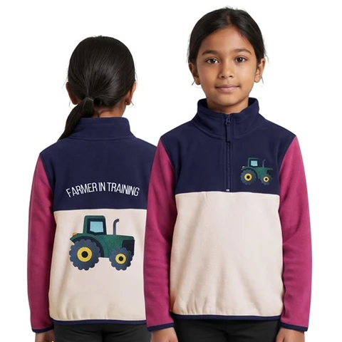 Kids Country Life Farmer In Training Pullover - Navy/Cream/Pink