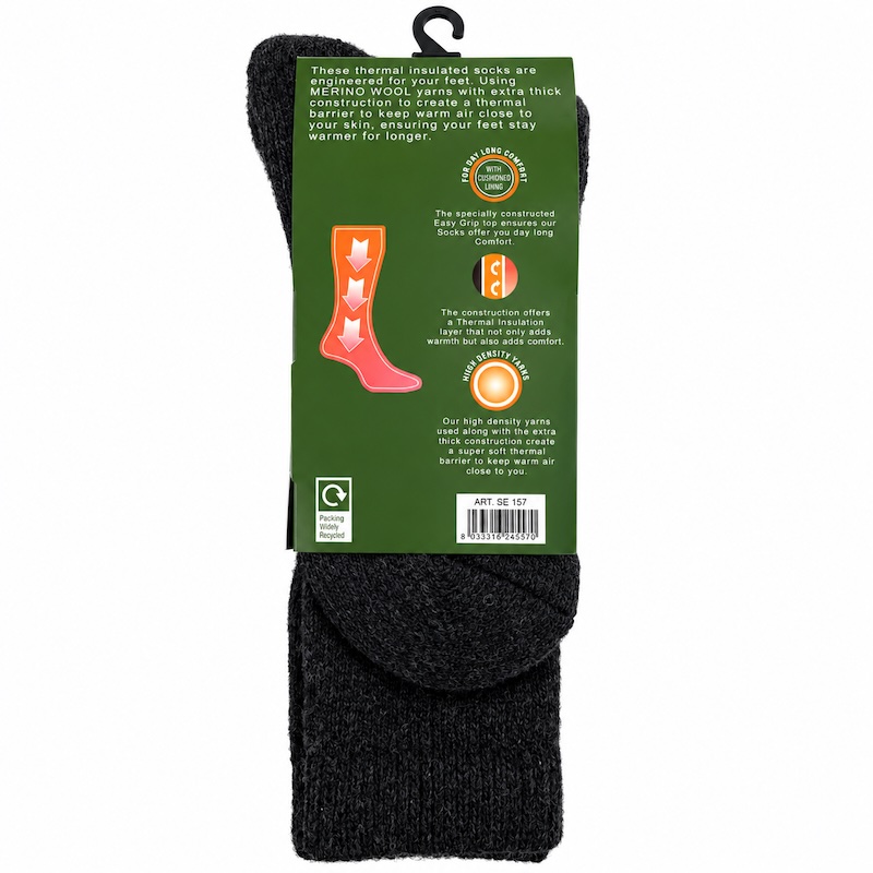 Heavy Gauge Merino Wool Socks - Charcoal