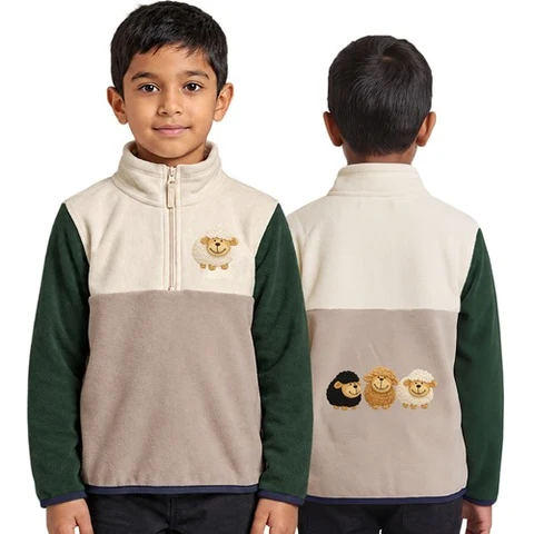 Kids Country Life Sheep Pullover - Cream/Beige/Green