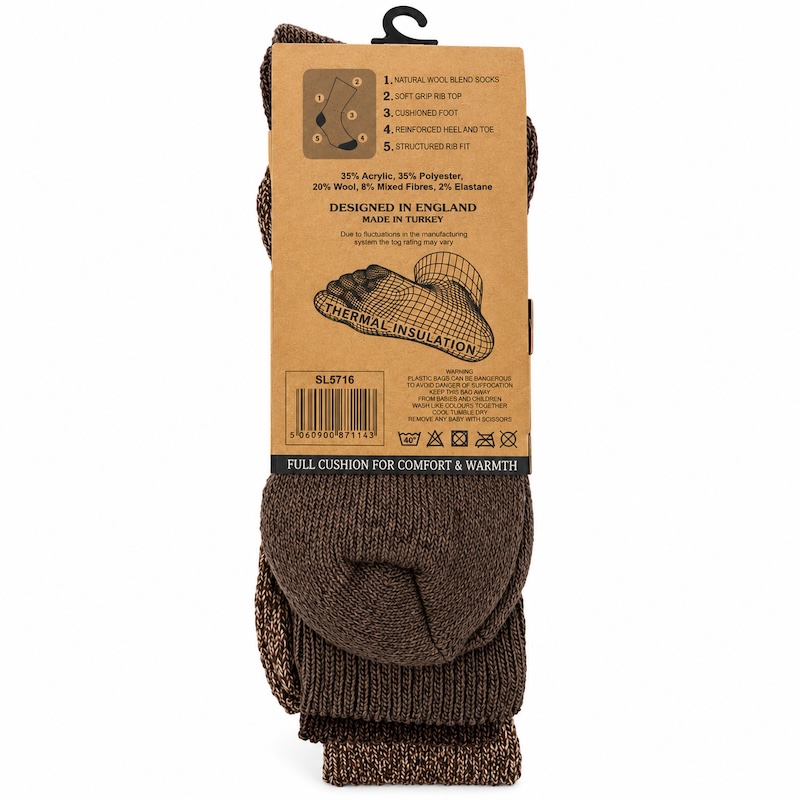 Thermal Luxury Wool Blend Socks - Brown